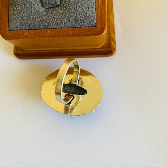 Genuine Green Labradorite 925 Silver Ring - Size 8 - Picture 4 of 4